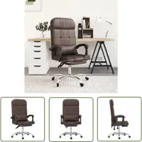 The Living Store Bürostuhl mit Massagefunktion Braun Kunstleder
