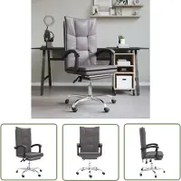 The Living Store Bürostuhl mit Liegefunktion Grau Kunstleder