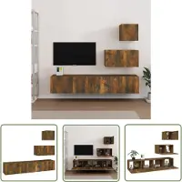 The Living Store 4-tlg. TV-Schrank-Set Räuchereiche Holzwerkstoff