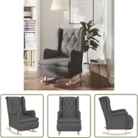 The Living Store Schaukelsessel mit Kautschukholz-Beinen Dunkelgrau Stoff