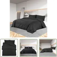 The Living Store Bettwäsche-Set Schwarz 240x220 cm Baumwolle