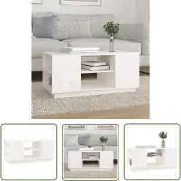 The Living Store Couchtisch Weiß 90x49x40,5 cm Massivholz Kiefer