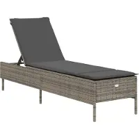 vidaXL Sonnenliege mit Auflage Grau Poly Rattan