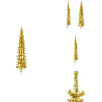vidaXL Künstlicher Halb-Weihnachtsbaum mit Ständer Schlank Gold 180 cm - Weihnachtsbäume