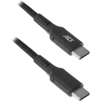 ACT USB 2.0 Lade-/Datenkabel C-Stecker - C-Stecker, 1 Meter, Nylon, 1 m, USB C, USB C, USB 2.0, 0,48 Gbit/s, Schwarz