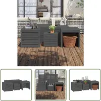 The Living Store 4-tlg. Gartenbox-Set Grau Massivholz Kiefer
