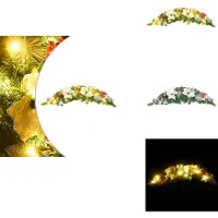 vidaXL Weihnachts-Türbogen mit LED-Lichtern Grün 90 cm PVC - Weihnachtsbeleuchtung