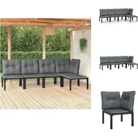 vidaXL 5-tlg. Garten-Lounge-Set Schwarz und Grau Poly Rattan - Gartenmöbel-Sets
