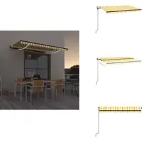 vidaXL Automatische Markise mit LED & Windsensor 450x300 cm Gelb/Weiß - Markisen