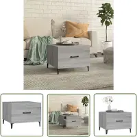 The Living Store Couchtisch mit Metallbeinen Grau Sonoma 50x50x40 cm