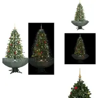vidaXL Schneiender Weihnachtsbaum mit Schirmfuß Grün 170 cm - Weihnachtsbäume