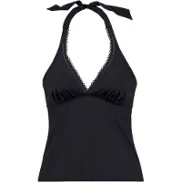 s.Oliver Bügel-Tankini-Top "Aiko", Damen, Gr. 40, Cup D, schwarz, Microfaser, Microfaser, Polyamid, unifarben, Bikini-Oberteile Bügel-Tankini-Top, mit Häkeloptik, Topseller