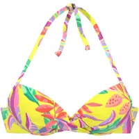 s.Oliver Push-Up-Bikini-Top "Mallorca", Damen, Gr. 32, Cup A, gelb (gelb, bedruckt), Recycling-Polyamid, bedruckt, Bikini-Oberteile Push-Up-Bikini-Top, in Wickeloptik
