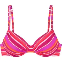 s.Oliver Bügel-Bikini-Top "Fun", Damen, Gr. 40, Cup F, pink (pink bedruckt), Recycling-Polyamid, gestreift, Bikini-Oberteile Bügel-Bikini-Top, im trendigen Streifen-Design