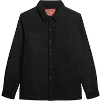 Superdry für Herren. M4010862A Merchant Wool Überhemd schwarz (XL), Lässig, Wolle, Langarm