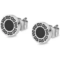 Lotus Paar Ohrstecker "Men's Earrings - Mäander", edelstahlfarben, schwarz, Ohrringe, Damen, 8mm, Edelstahl, Paar Ohrstecker