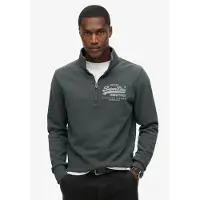 Superdry für Herren. M2013797A Jacke mit klassischer Grafik und halbem Reißverschluss schwarz (L), Lässig, Baumwolle