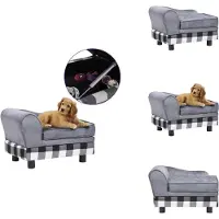 vidaXL Hundesofa Grau 57x34x36 cm Plüsch - Hundebetten