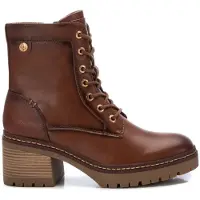Xti für Damen. 14336803-CAMEL Stiefelette 143368 braun (39), 5 bis 8 cm, Schnürsenkel, Reißverschluss, Lässig