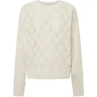 Pepe Jeans für Damen. PL702201 Hedra Crew Pullover weiß (S), Lässig, Baumwolle, Nachhaltig