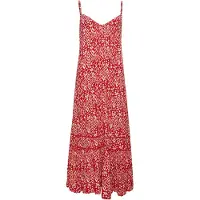 Superdry für Damen. W8011294A Langes rotes trägerloses Kleid (L), Lässig, Viskose, Ärmellos / Hosenträger