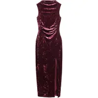 Superdry für Damen. W8011695A Bordeauxrotes Samtkleid (M), Party, Polyester, Ärmellos / Hosenträger