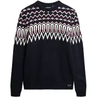 Superdry für Herren. M6110528A Strickpullover mit Rundhalsausschnitt und marineblauen Alpengamaschen (XXL), Lässig, Acryl