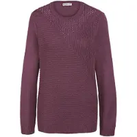 Goldner Kurzgröße: Eleganter Glanzpullover, Ajourmuster in cassis | Gr.: 23