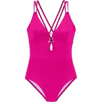 s.Oliver Badeanzug "Joy", Damen, Gr. 44, N-Gr, rosa (pink), Recycling-Polyamid, unifarben, Badeanzüge Badeanzug, mit modischer Rückenlösung