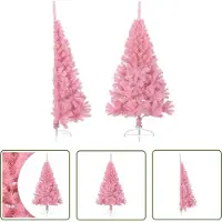 The Living Store Künstlicher Halb-Weihnachtsbaum mit Ständer Rosa 150 cm PVC