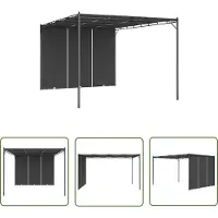 The Living Store Gartenpavillon mit Seitenvorhang 4x3x2,25 m Anthrazit
