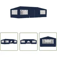 The Living Store Profi-Partyzelt mit Seitenwänden 4×9 m Blau 90 g/m²