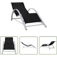 The Living Store Sonnenliege Textilene und Aluminium Schwarz