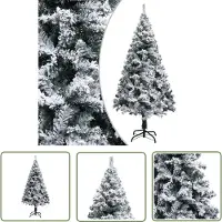 The Living Store Künstlicher Weihnachtsbaum mit Schnee Grün 150 cm PVC