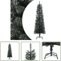 The Living Store Künstlicher Weihnachtsbaum mit Ständer Schlank Grün 150 cm PVC
