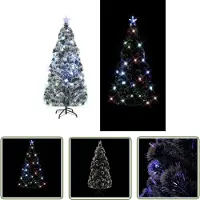 The Living Store Künstlicher Weihnachtsbaum mit Ständer/LED 150 cm Fiberoptik