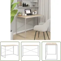 The Living Store Computertisch Weiß und Eiche-Optik 110x60x70 cm Holzwerkstoff