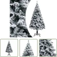 The Living Store Künstlicher Weihnachtsbaum mit Schnee Grün 120 cm PVC