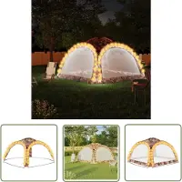 The Living Store Partyzelt mit LED und 4 Seitenwänden 3,6x3,6x2,3 m Tarnfarben