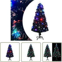 The Living Store Künstlicher Weihnachtsbaum mit Ständer/LED 150 cm Fiberoptik