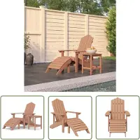 The Living Store Adirondack-Gartenstuhl mit Hocker & Tisch HDPE Braun