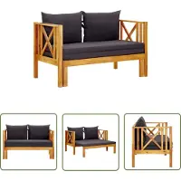 The Living Store 2-Sitzer-Gartenbank mit Kissen 122 cm Massivholz Akazie
