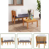 The Living Store 2-Sitzer-Gartensofa mit Kissen Massivholz Akazie