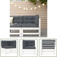 The Living Store Ecksofa mit Kissen Weiß Massivholz Kiefer