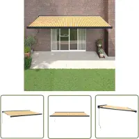 The Living Store Markise Einziehbar Gelb und Weiß 5x3 m Stoff und Aluminium
