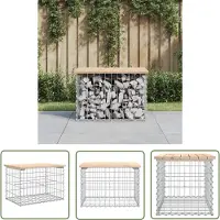 The Living Store Gartenbank aus Gabionen 63x44x42 cm Massivholz Kiefer