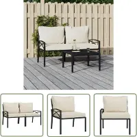 The Living Store Gartenstühle mit Sandfarbigen Kissen 2 Stk. 62x75x79 cm Stahl