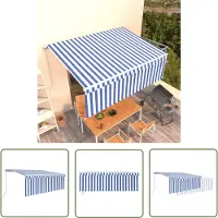The Living Store Markise Manuell Einziehbar mit Rollo 4x3 m Blau & Weiß