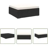 The Living Store Modular-Fußhocker 1 Stk. + Auflagen Poly Rattan Schwarz