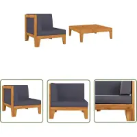 The Living Store 2-tlg. Garten-Lounge-Set mit Auflagen Massivholz Akazie